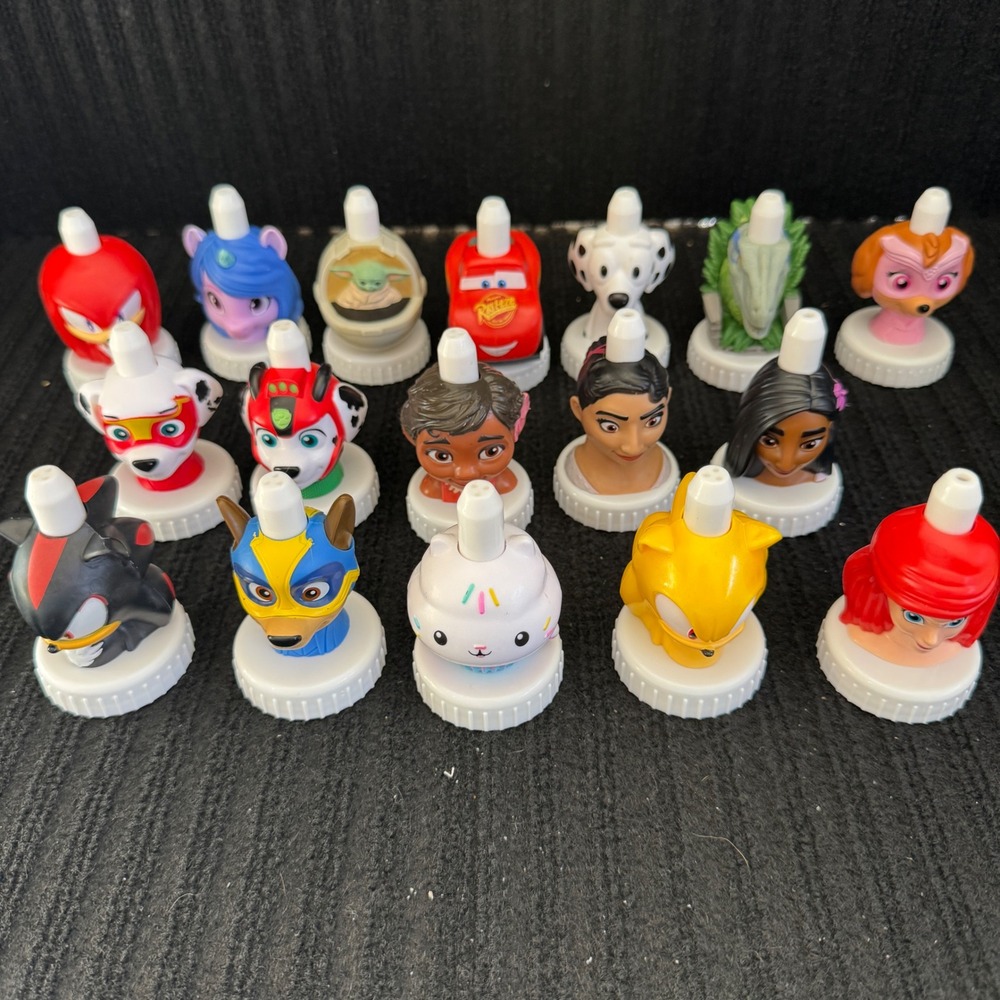 Good2Grow Juice Toppers Lot of 17 Disney Sonic Paw Patrol Star Wars Marvel